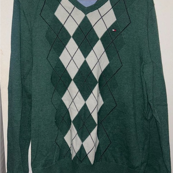 Tommy Hilfiger Green Argyle Men's Sweater - Picture 1 of 4